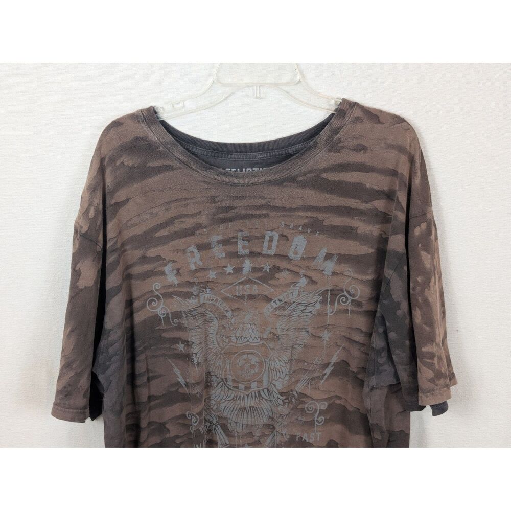 Affliction Freedom Defender Graphic Print T-Shirt Brown Men's Size 3XL/XXXL - Picture 2 of 11